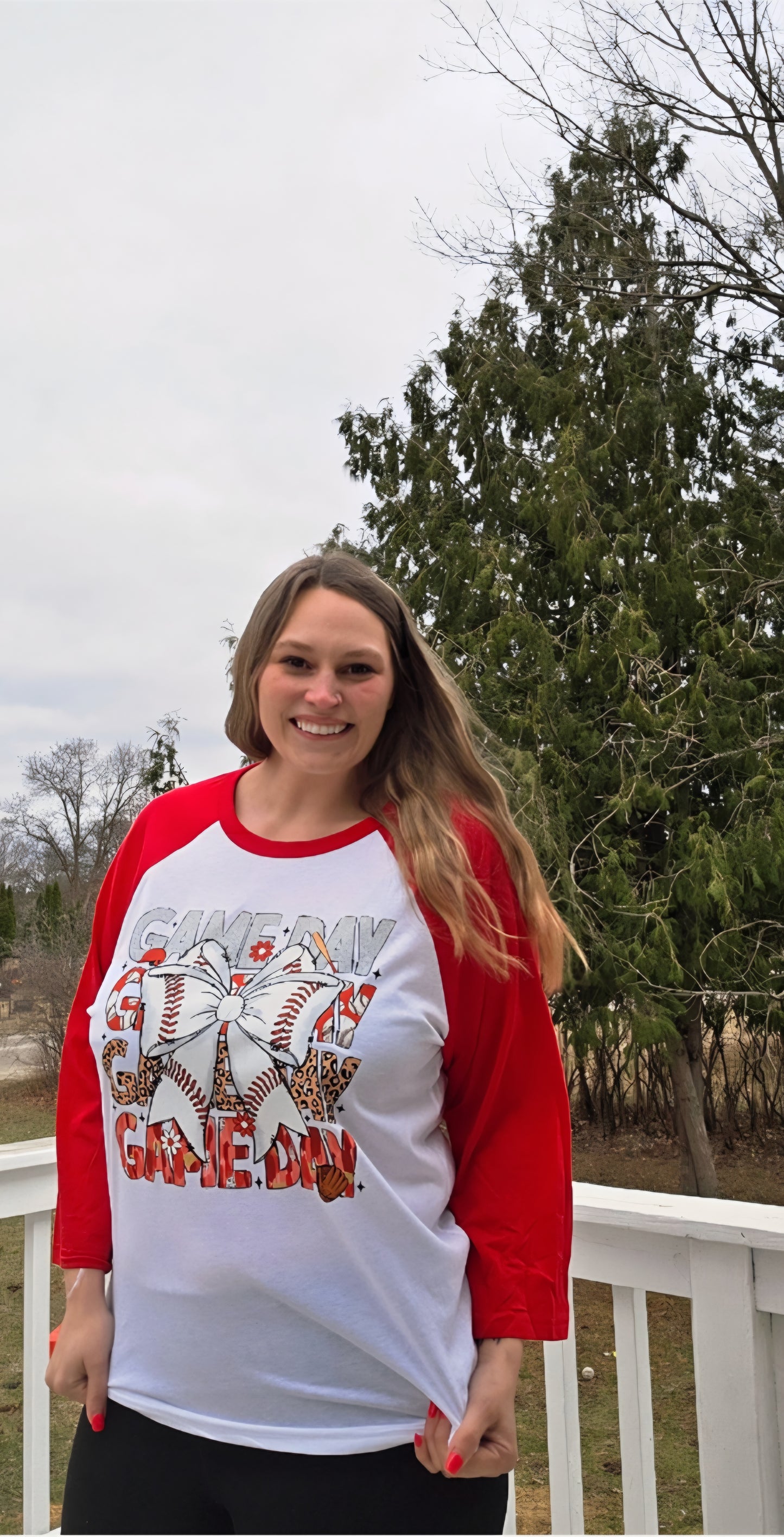 Game Day Bow Baseball Tee