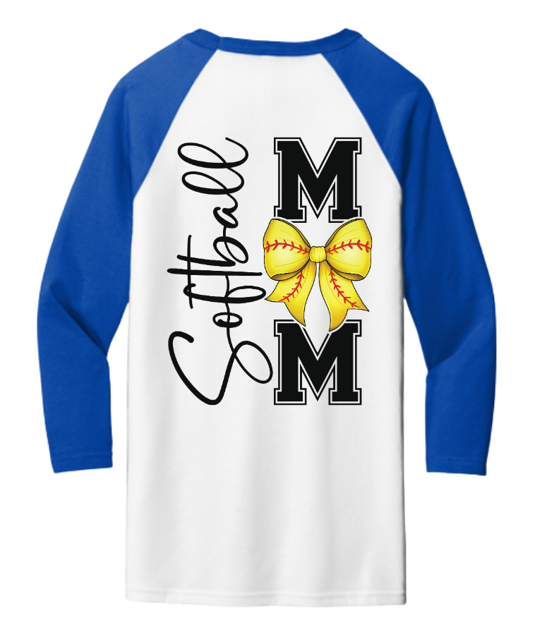Softball Mom Double‑Sided Raglan Tee