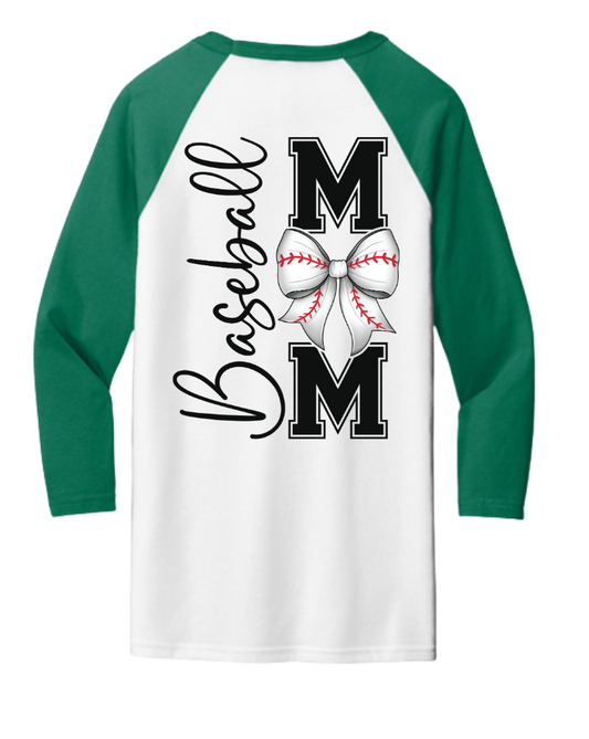 Baseball Mom Bow Raglan Tee