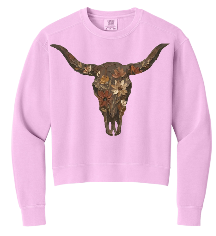Floral Longhorn Crewneck