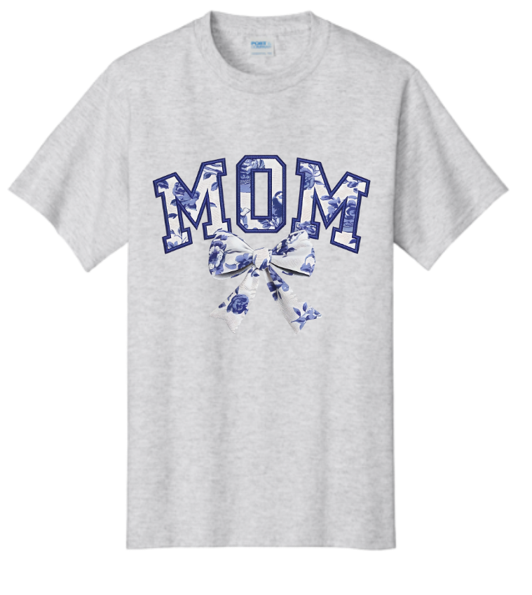 Blue Floral “MOM” Tee