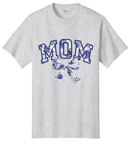 Blue Floral “MOM” Tee