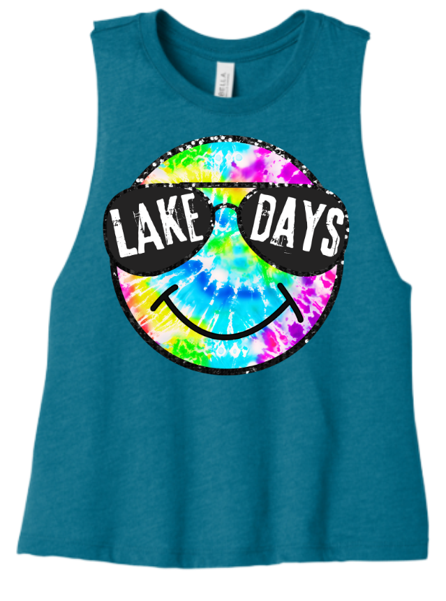 Lake Days Smiley Cropped Tank