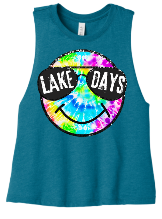 Lake Days Smiley Cropped Tank