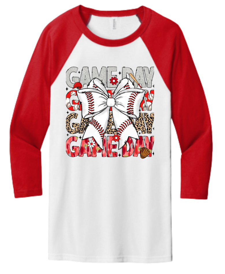 Game Day Bow Baseball Tee