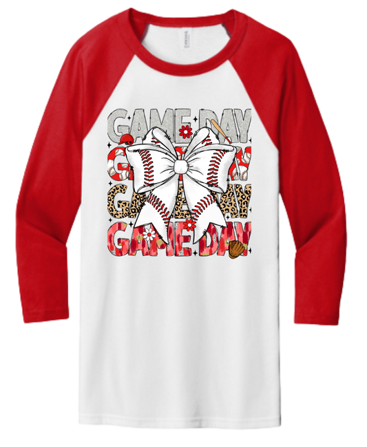 Game Day Bow Baseball Tee