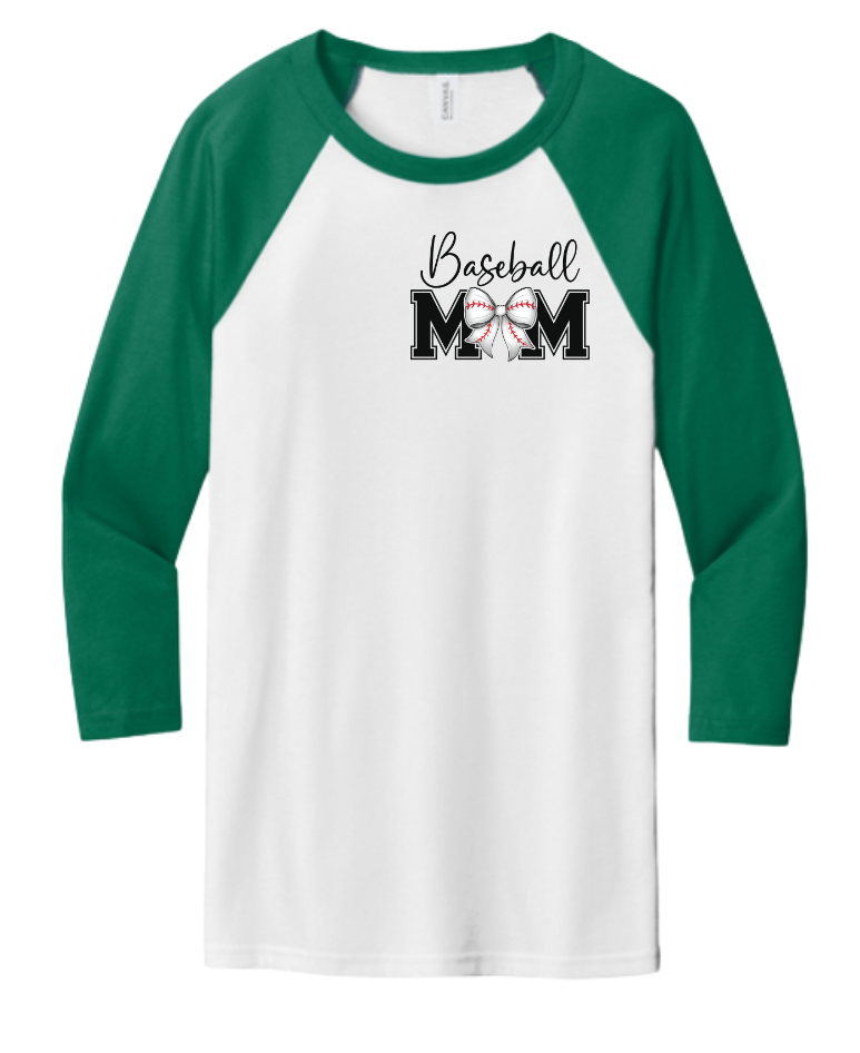 Baseball Mom Bow Raglan Tee