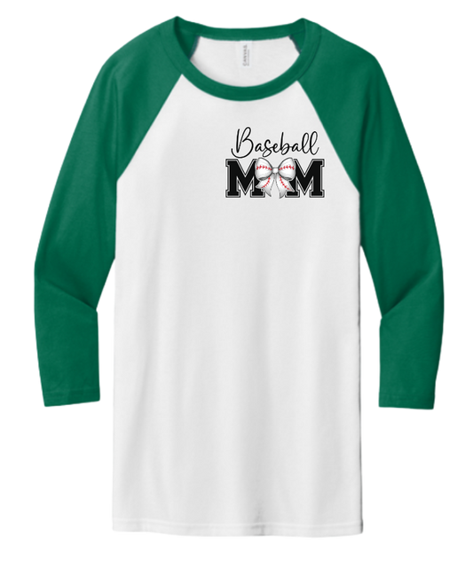 Baseball Mom Bow Raglan Tee