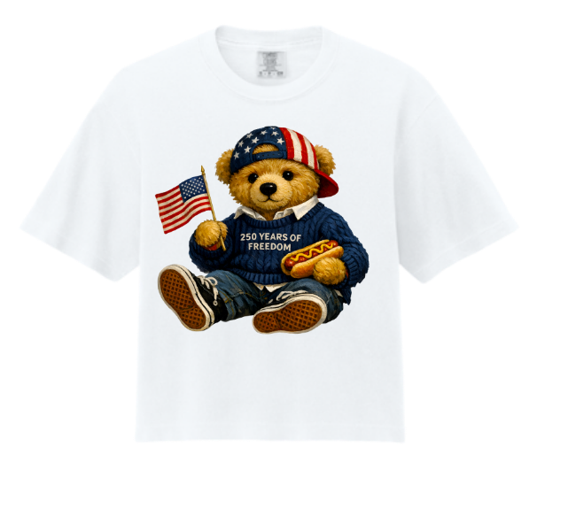 Patriotic Freedom Bear Boxy Tee