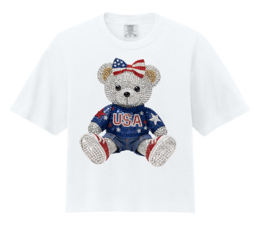 Sparkling USA Bear Boxy Tee