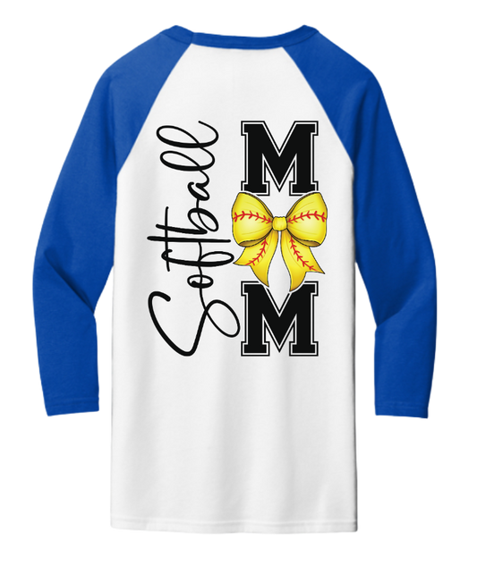 Softball Mom Double‑Sided Raglan Tee