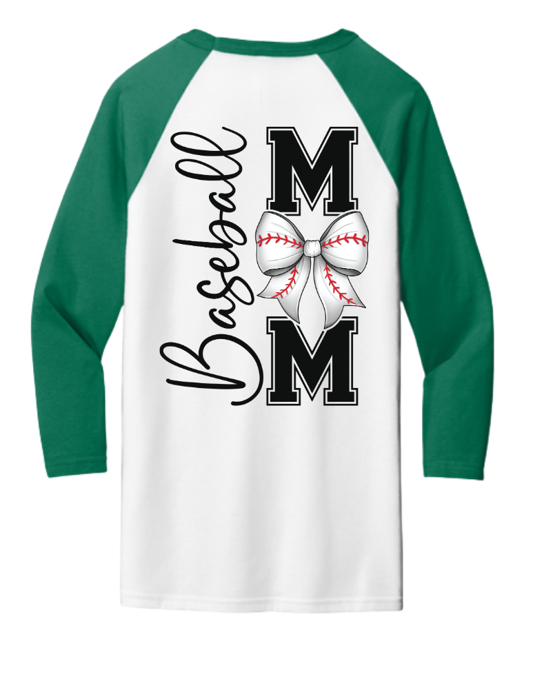 Baseball Mom Bow Raglan Tee
